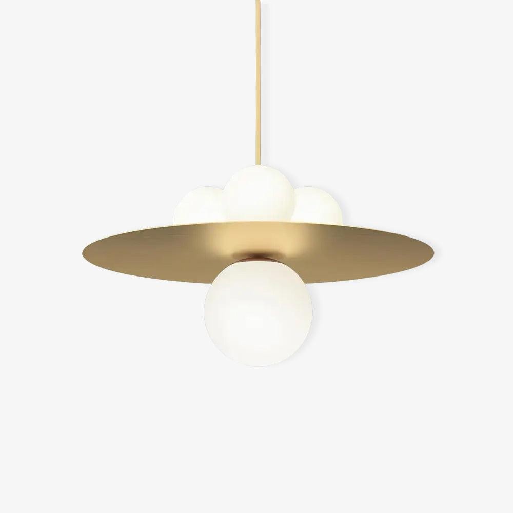 Metalen schijf met bol hanglamp HL414