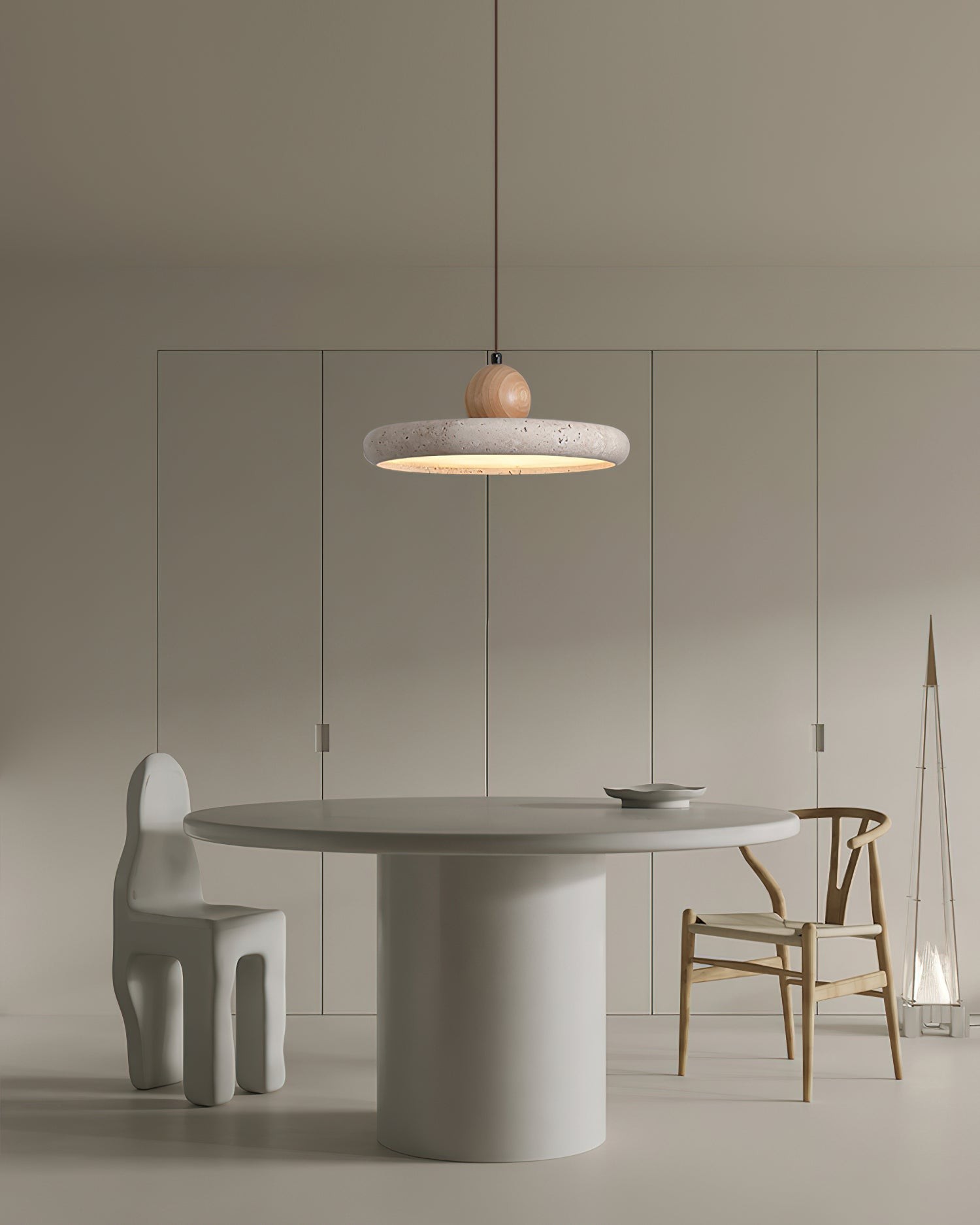 Moderne minimalistische houten travertijn schijf hanglamp HL586