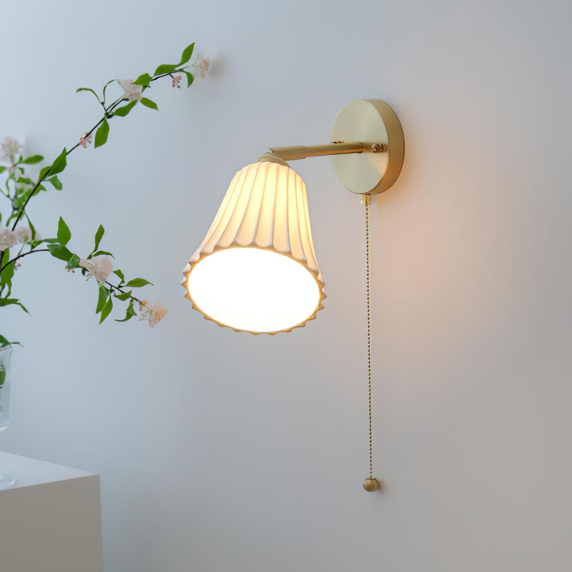 Moderne trekkoord metalen keramiek binnenwandlamp voor slaapkamer HL863