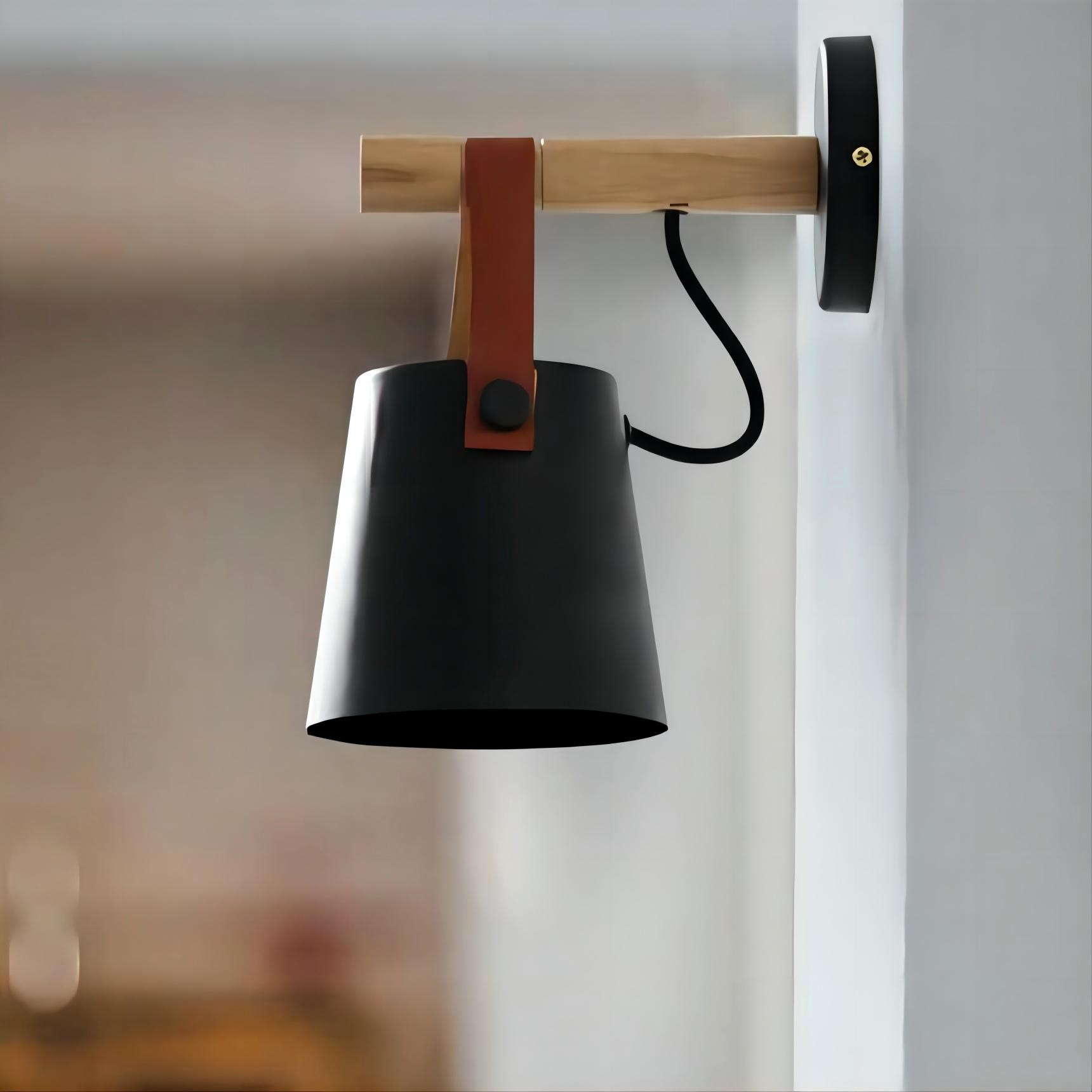Scandinavische houten riememmer wandlamp HL62