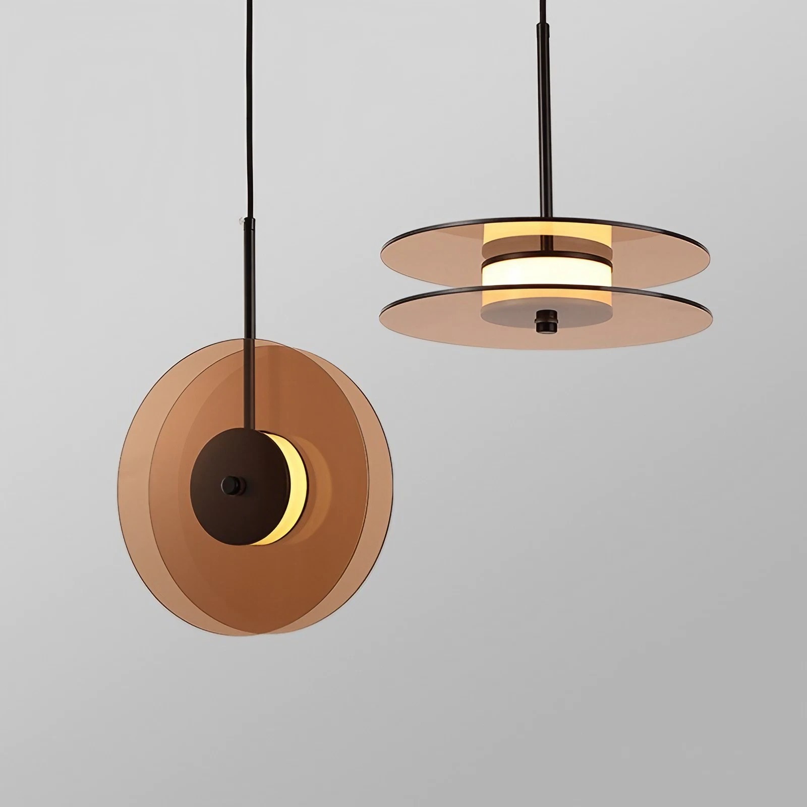 Bar art hanglamp met noorse glazen schijf HL17