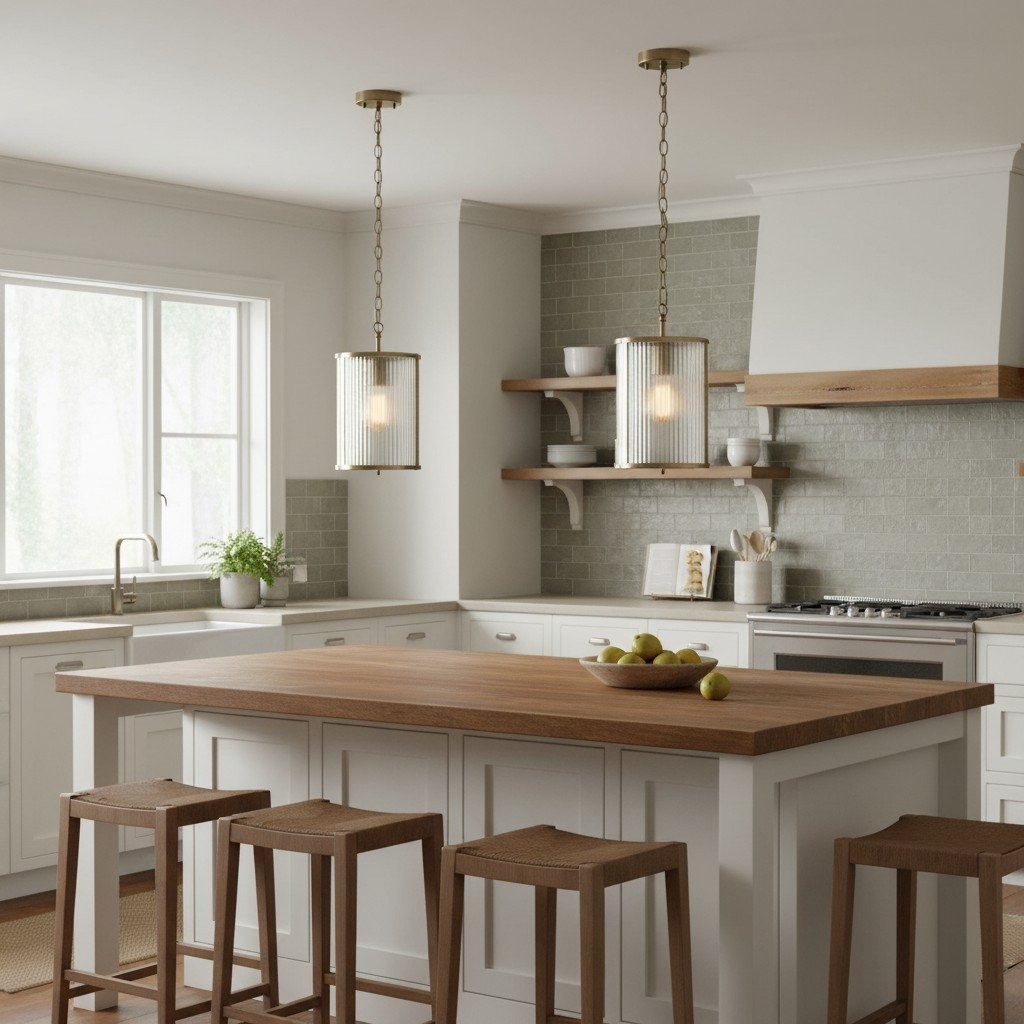 RibGlow Hanglamp met geribbeld glas - Hanglamp in antieke stijl voor de eetkamer HL2044