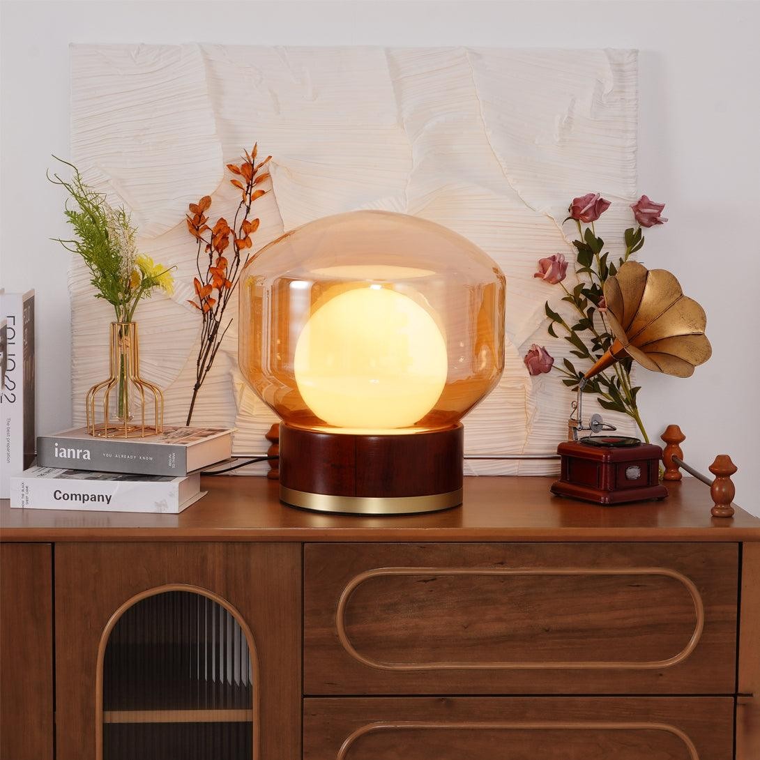 Eenvoudige creatieve houten bol tafellamp HL779