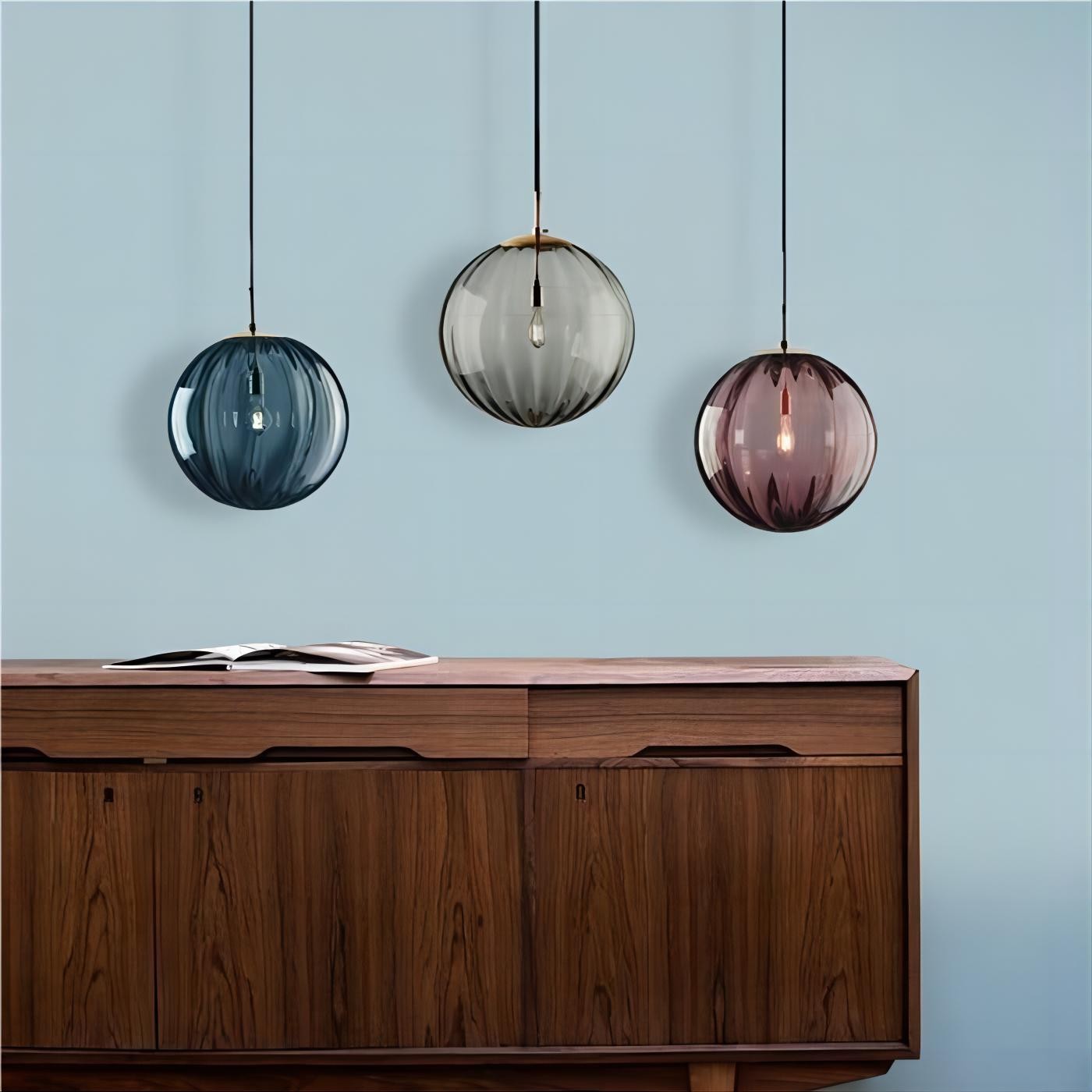 Glazen Bol Hanglamp Met Scandinavisch Waterpatroon HL260