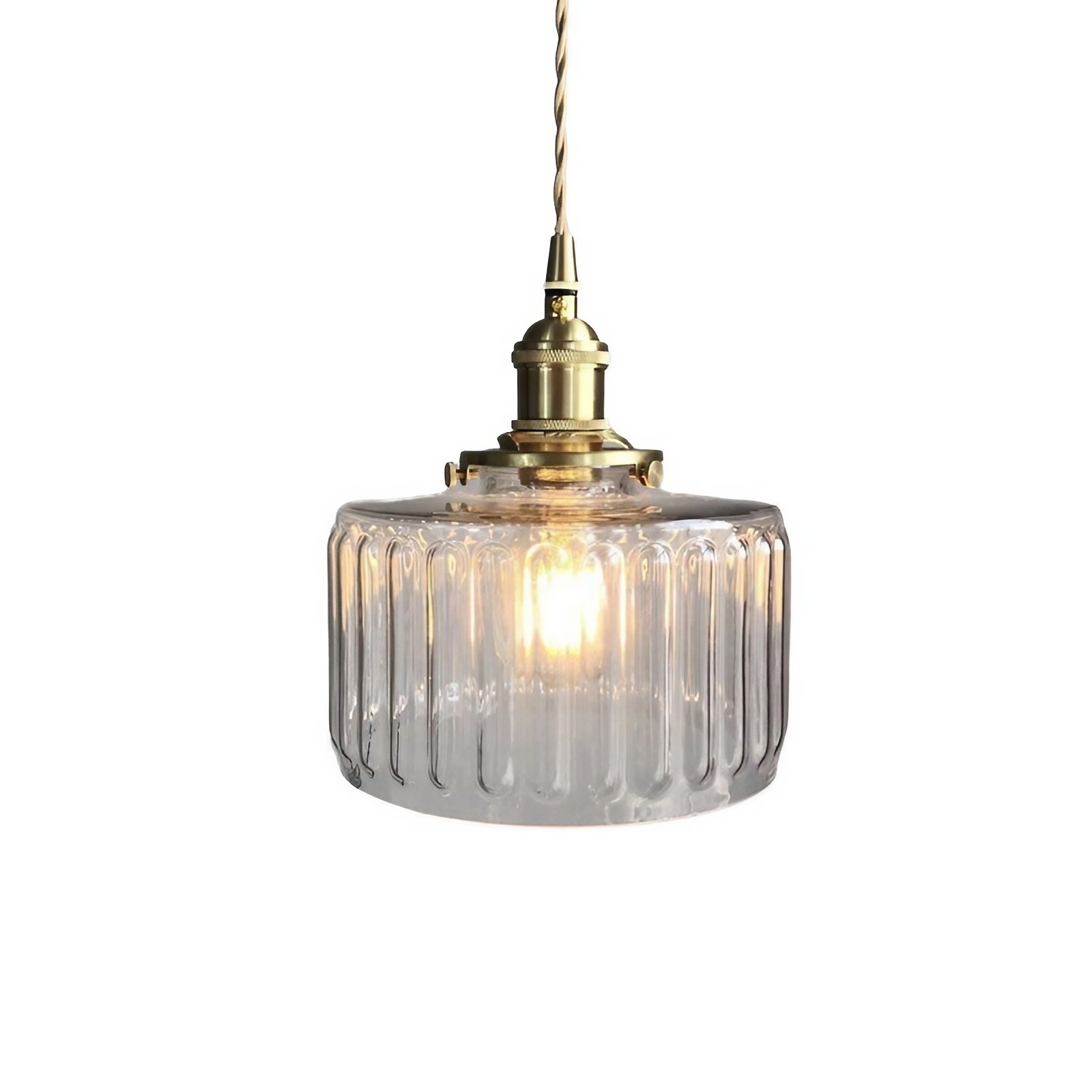Retro Korte Cilinder Golvende Glazen Hanglamp HL315