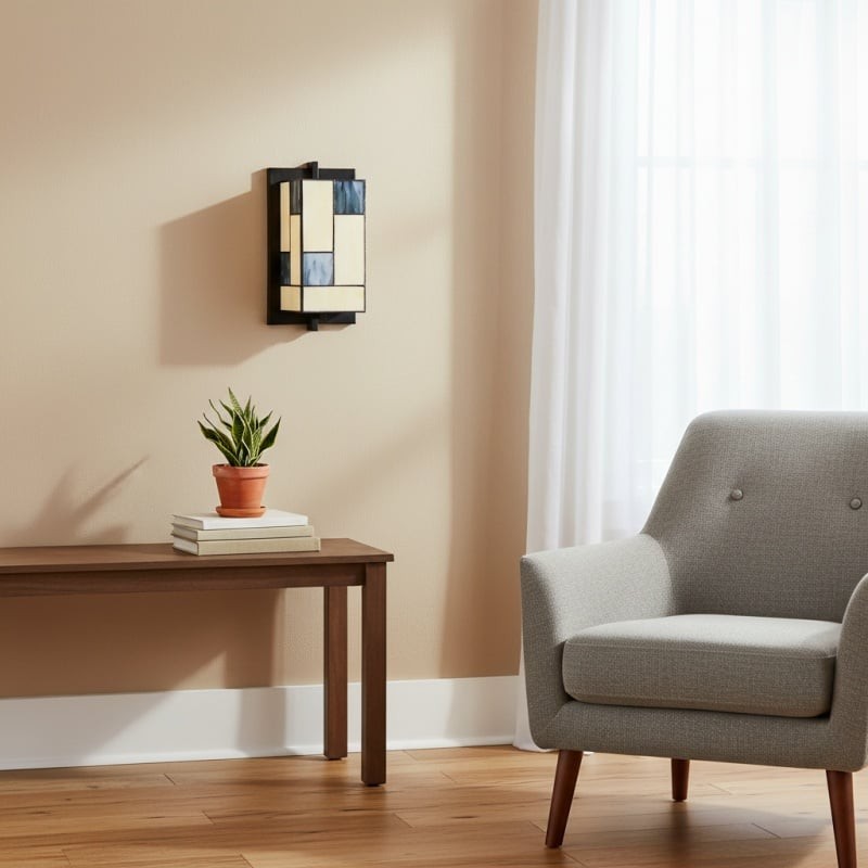 TF Manchester Glass Art Deco Wandlamp - Glas-in-lood wandlamp voor hal en woonkamer HL2113