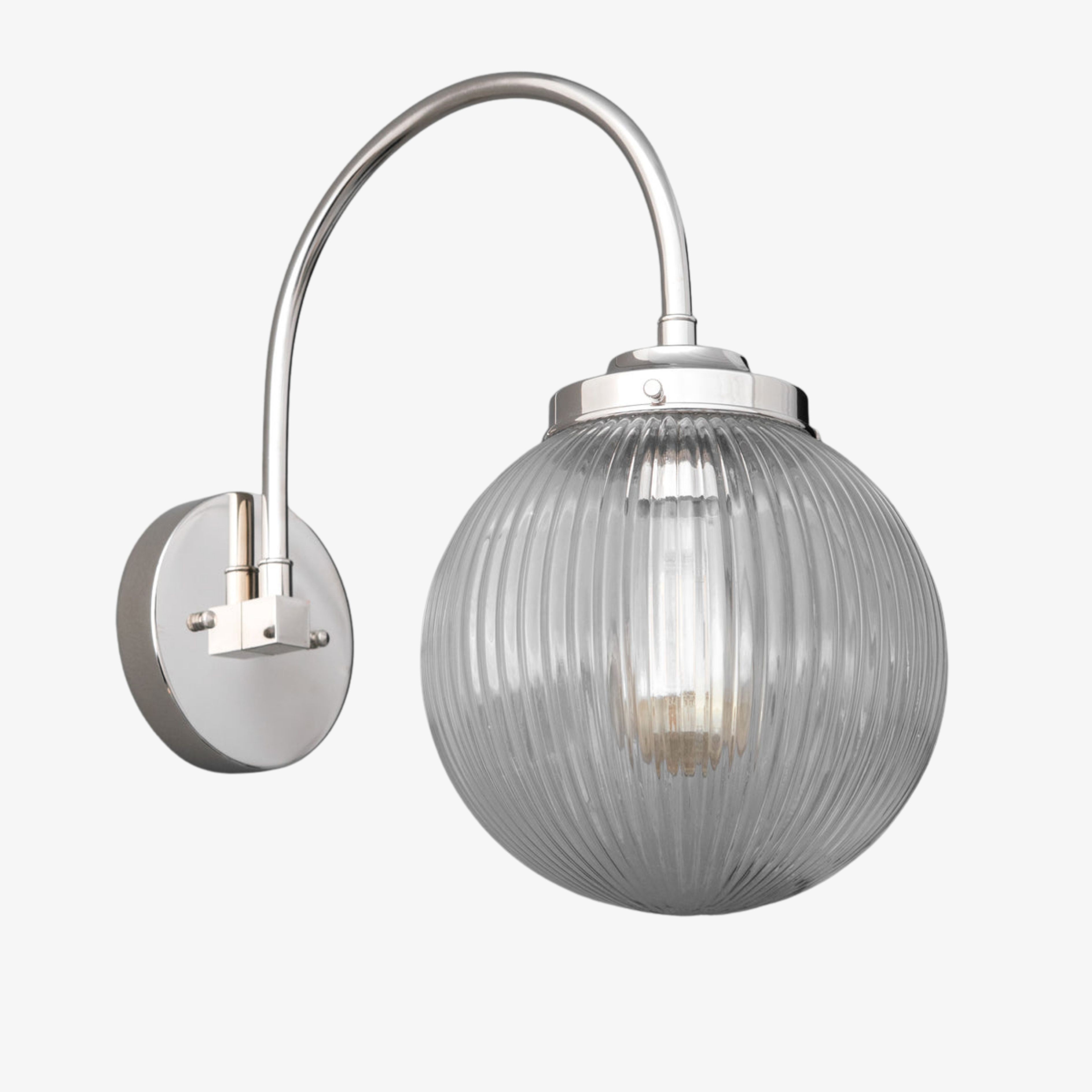 Glorica glazen wandlamp van verouderd messing - geribbelde glazen kap industriële stijl verlichting HL1772