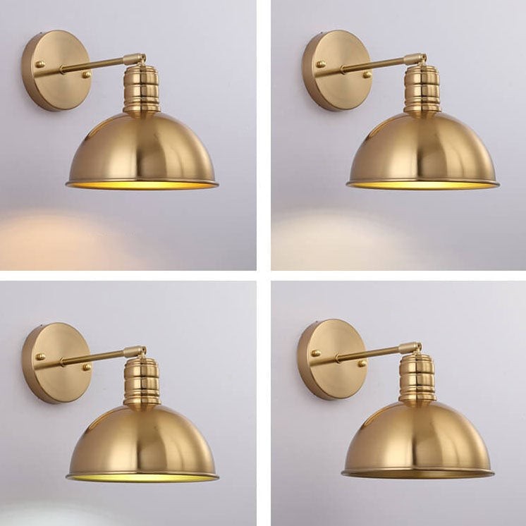 Moderne, eenvoudige, kegelvormige wandlamp met één lichtpunt van geplateerd messing, HL1412