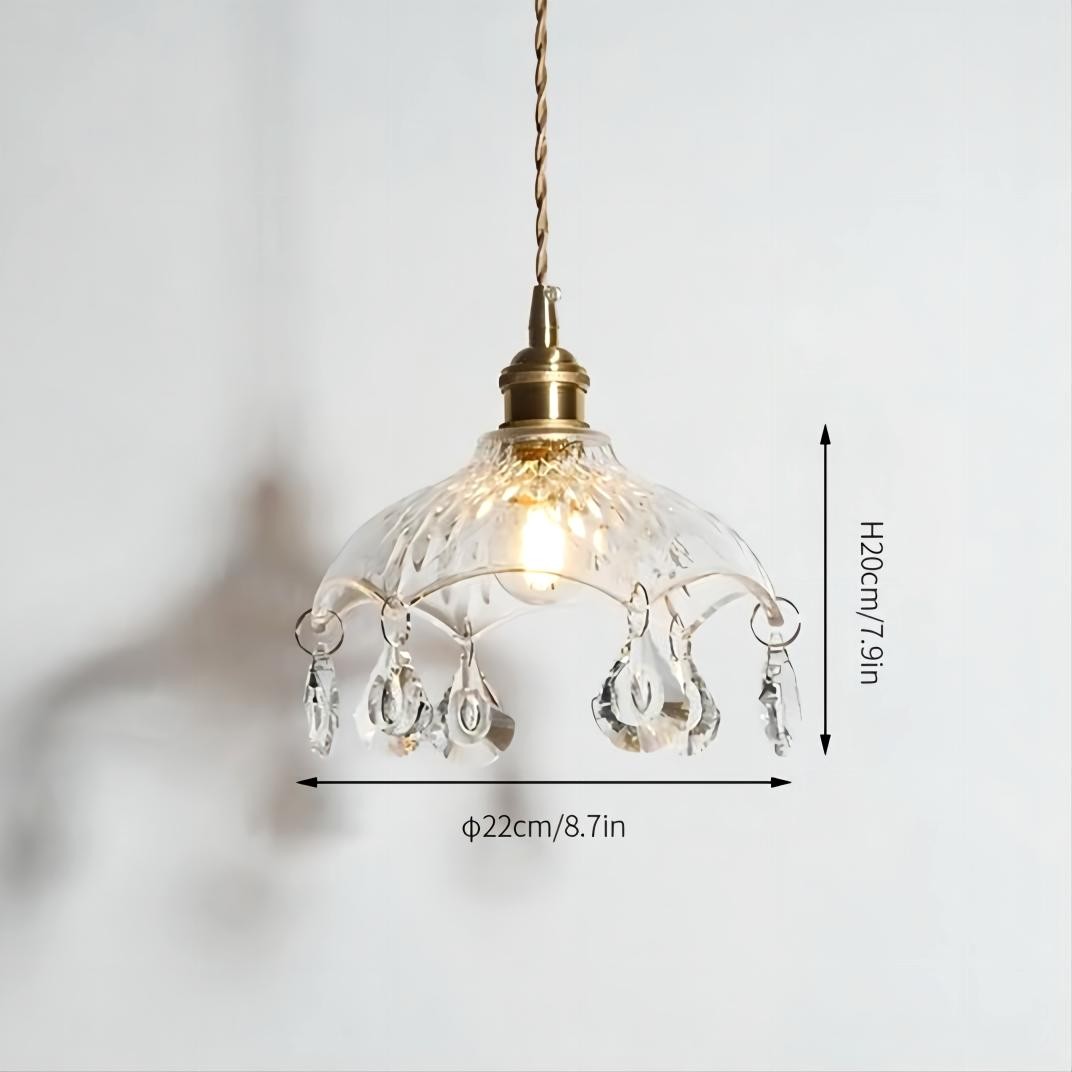 Vintage helder geribbeld glas paraplu hanglamp HL49