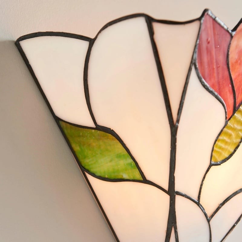 TF Botanica Wandlamp met glas-in-lood bloemenmotief - Wandlamp voor hal en slaapkamer HL2021