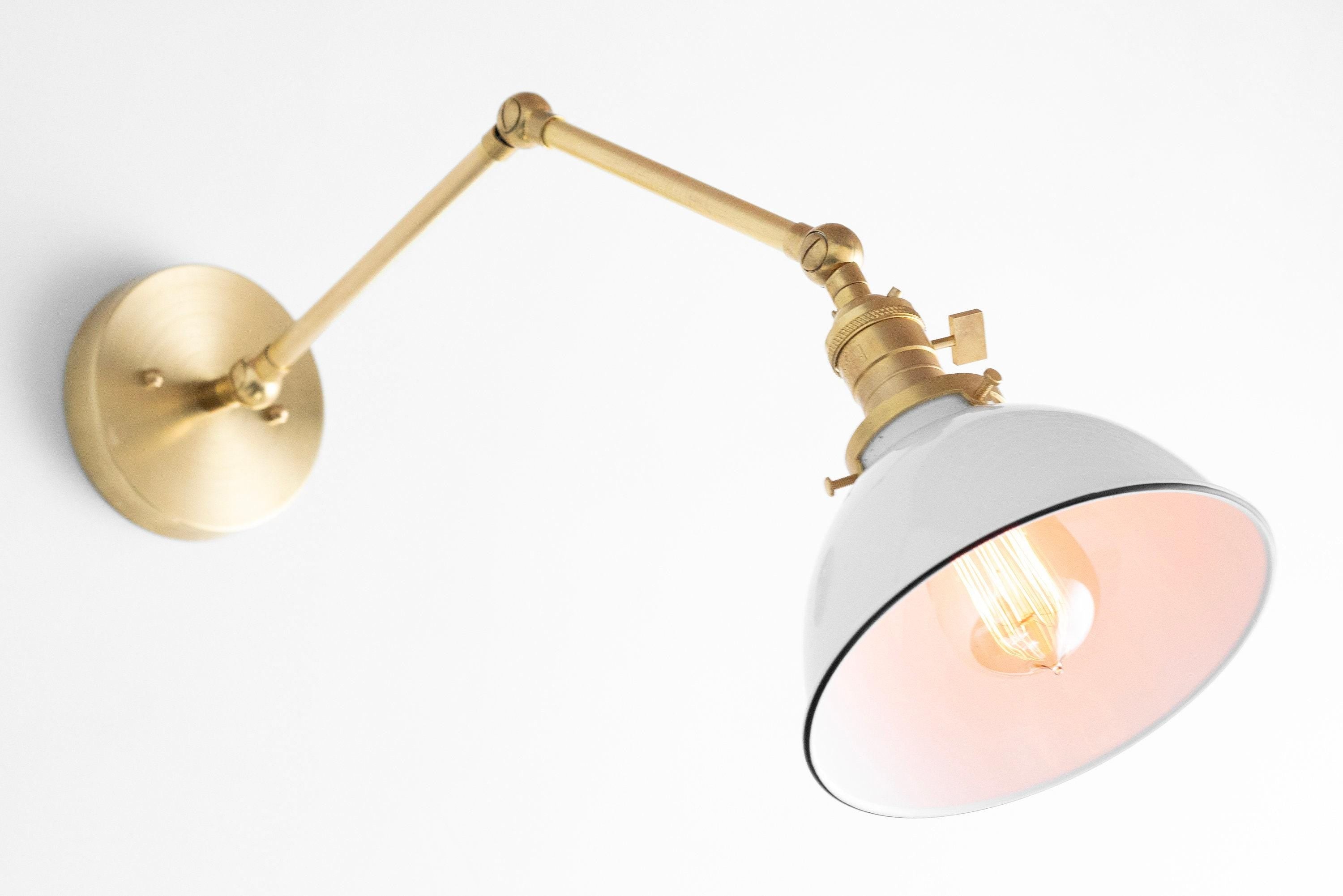 Conique metalen vintage industriële wandlamp met zwenkarm - verstelbare koepelvormige kap voor studie HL1675