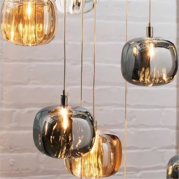 Cubie kroonluchter rookglas bol hanglamp voor kookeiland