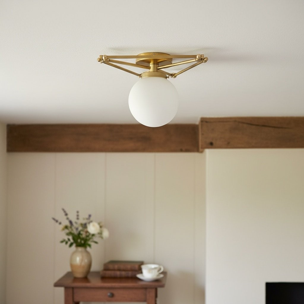 Glorica Glazen Geometrische Plafondlamp van Messing - Mondgeblazen Bolontwerp HL1725