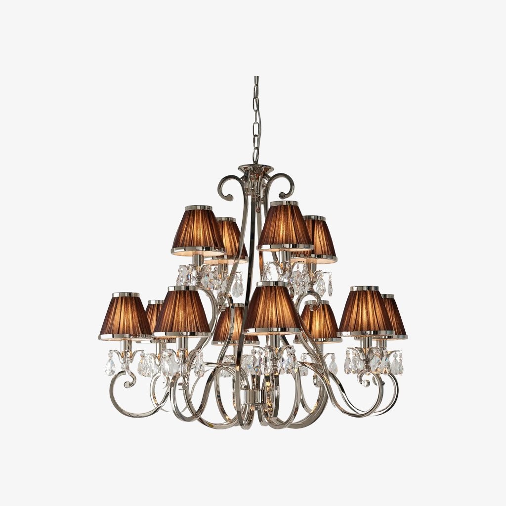 Talonis kroonluchter met meerdere lampen en stoffen armatuur - elegante gebogen metalen armen voor eet- en woonkamer HL2127