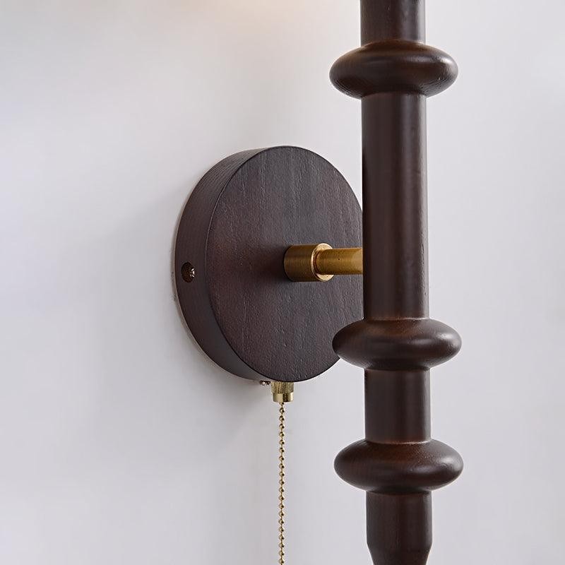 Franse eenvoudige vintage nachtkastje houten glazen wandlamp HL768