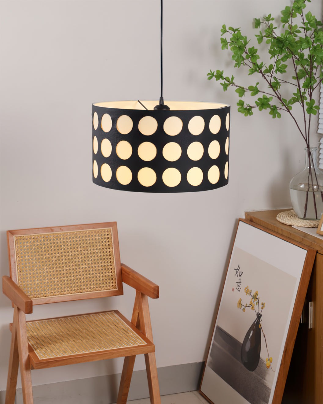Moderne cilindrische hanglamp met stippen voor de slaapkamer HL1120