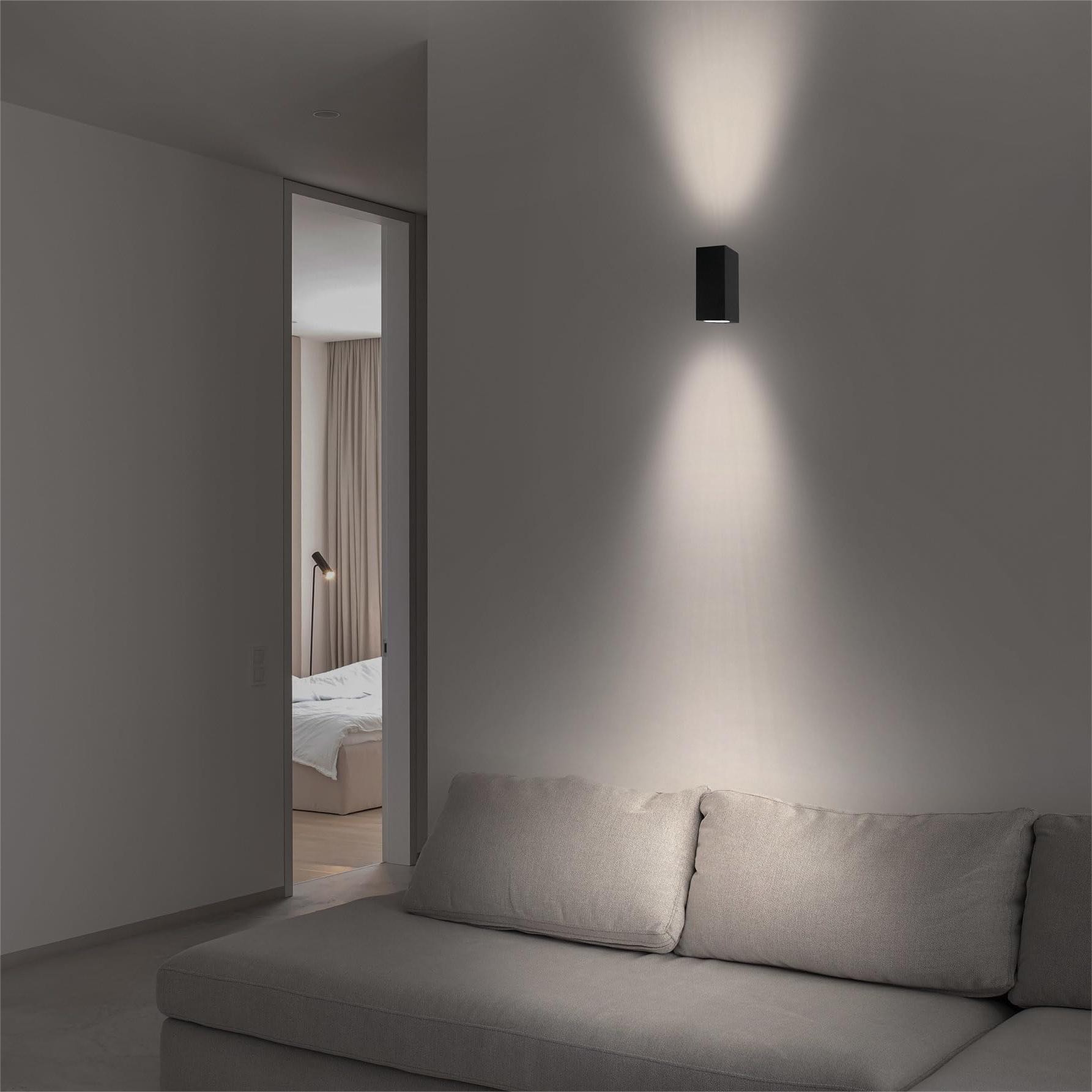 Moderne vierkante zwarte lange kubus wandlamp HL199