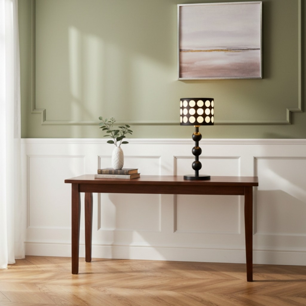 Retro Tafellamp met Stippenpatroon - Houten vloerlamp voor woonkamer HL1844