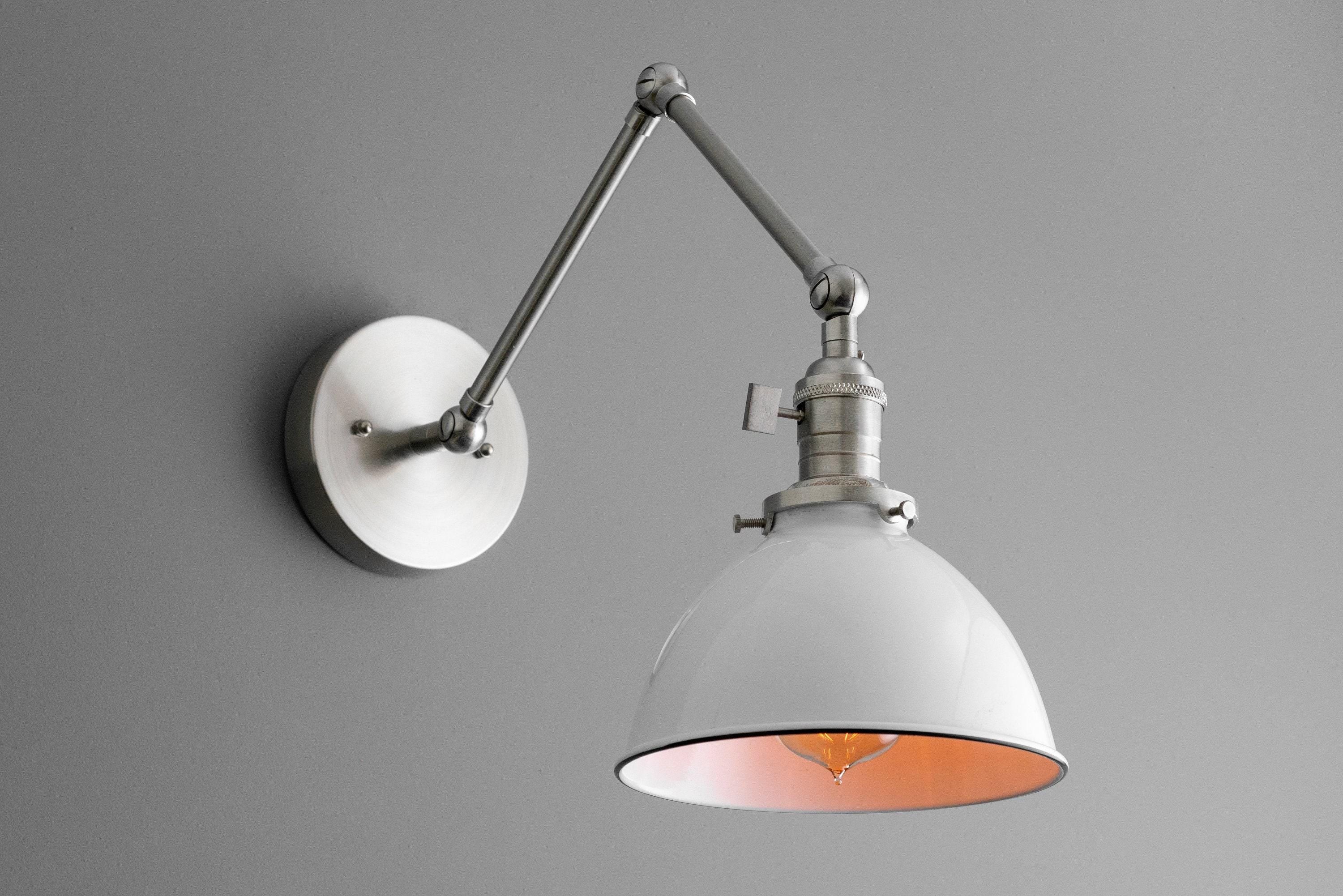 Conique metalen vintage industriële wandlamp met zwenkarm - verstelbare koepelvormige kap voor studie HL1675