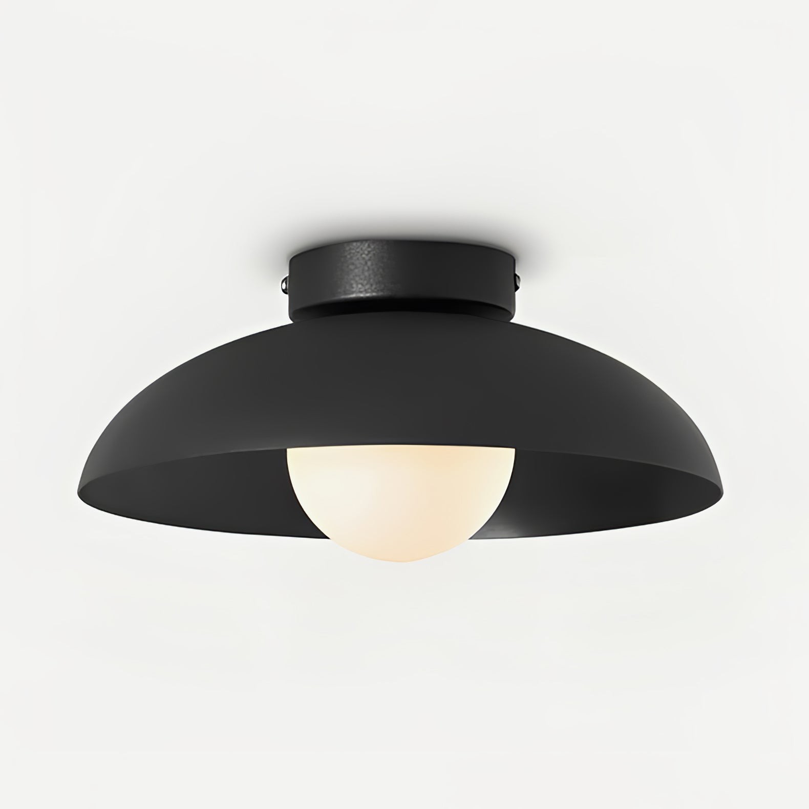 Matte zwarte glazen koepel plafondlamp HL543