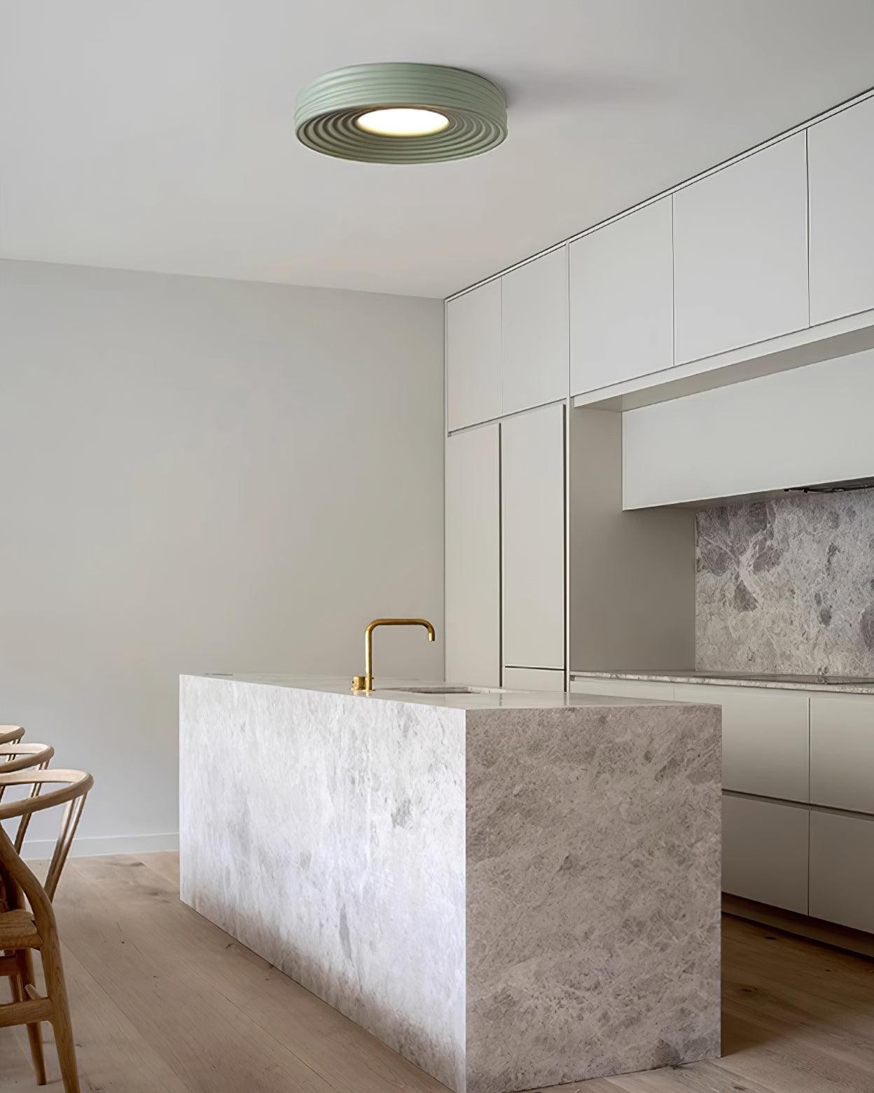 Crèmekleurige geribbelde plafondlamp met drie kleurenverandering HL475