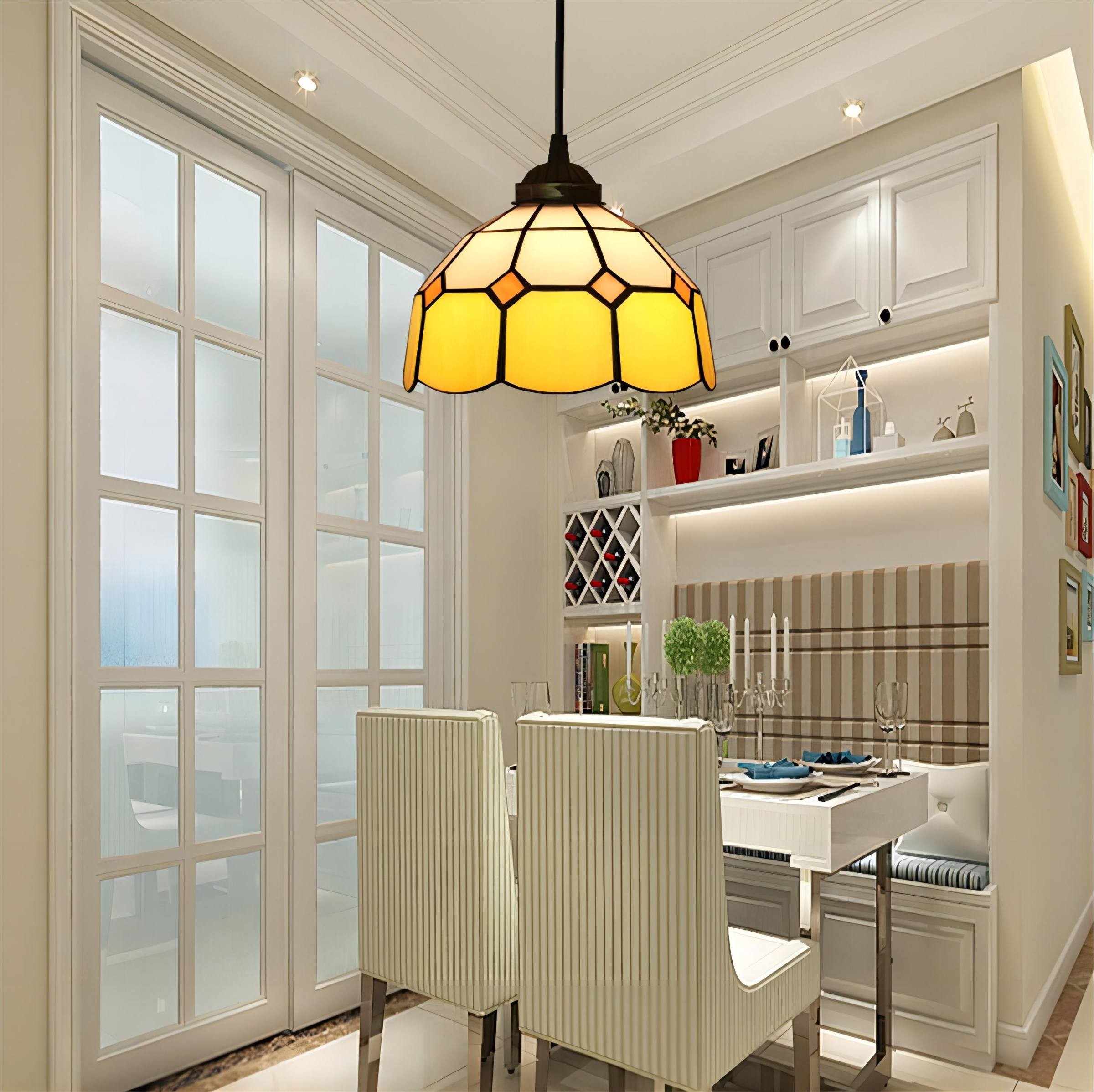 Hanglamp In Vintage Gekleurd Glas In Tiffany Stijl HL13