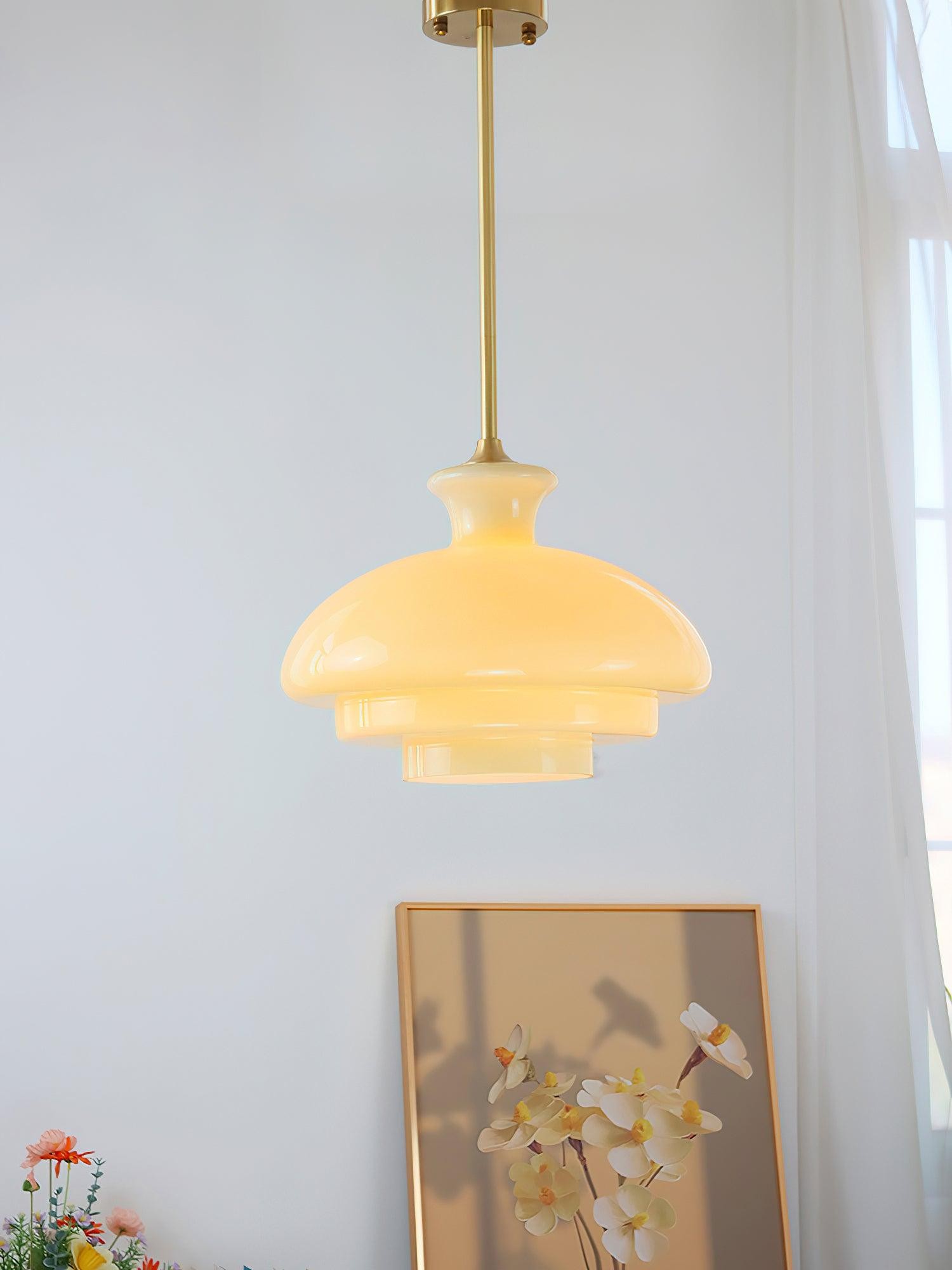 Ronde gele stijlvolle eenvoudige glazen hanglamp HL638