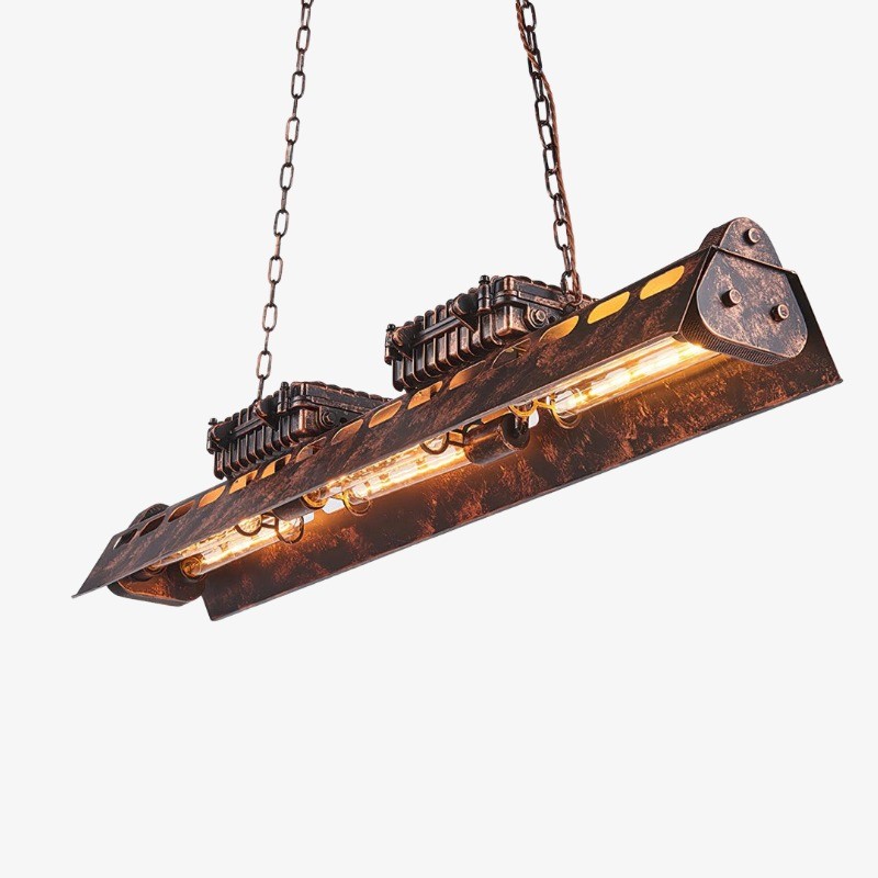 Industrax Steampunk Lineaire Kroonluchter - Vintage Verlichting met Metalen Frame voor Eet- of Woonkamer HL2306