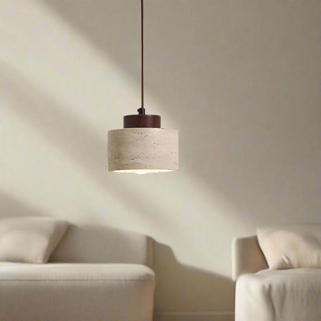 Scandinavische minimalistische hanglamp van travertijn met transparante afwerking HL3467