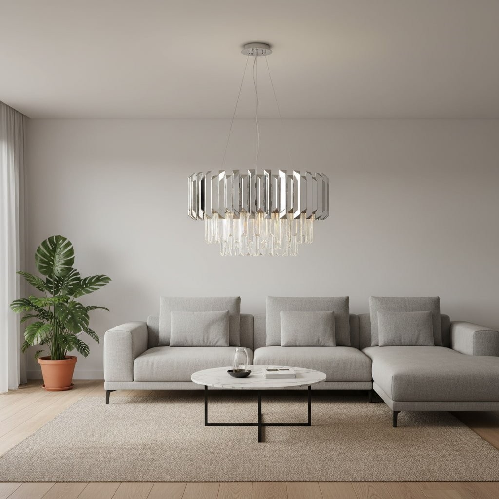 Virelia Moderne Kristallen Hanglamp - Plafondarmatuur met gelaagde kristallen kap voor eet- of woonkamer HL2031