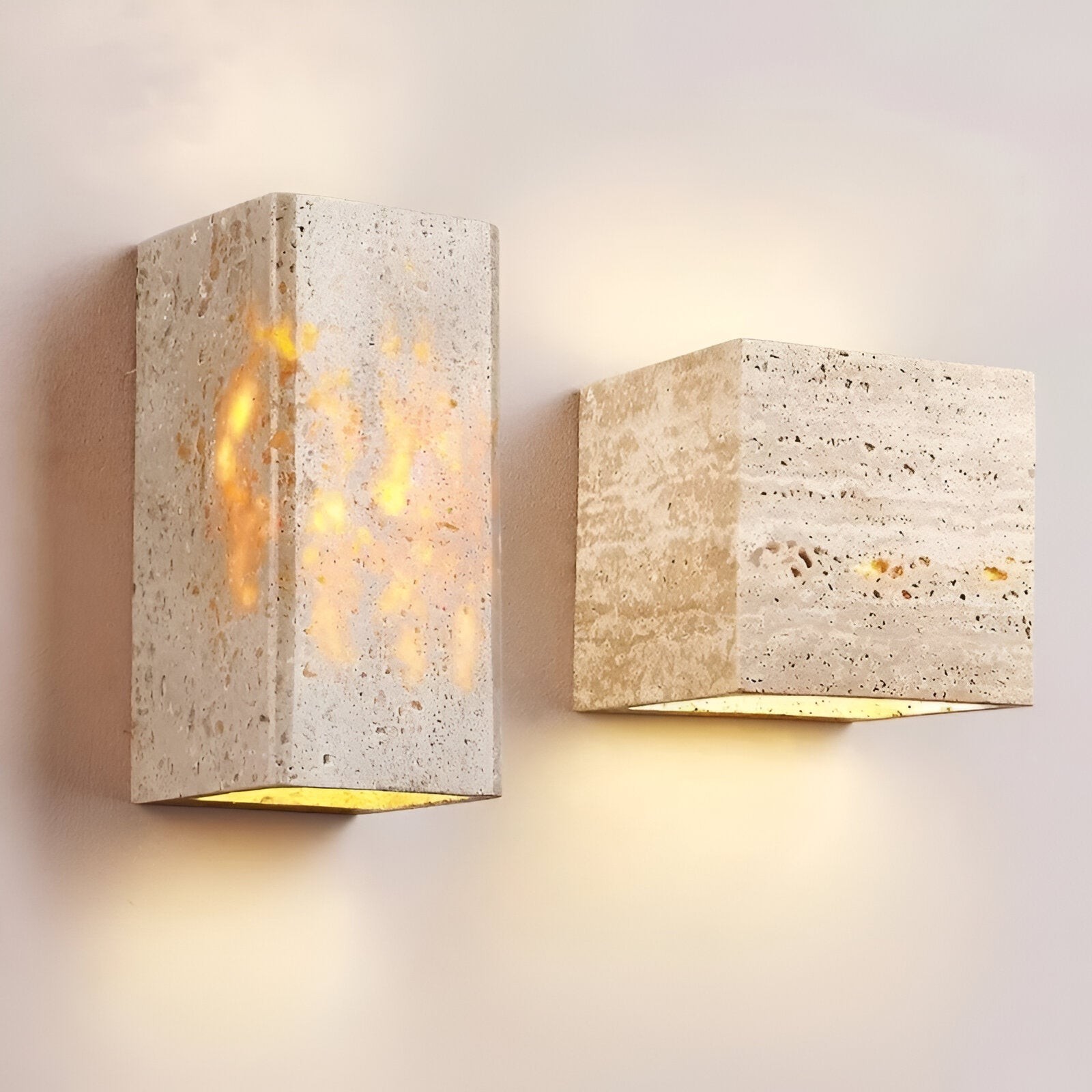 Minimalistische LED-wandlamp voor buiten van travertijnsteen HL1278