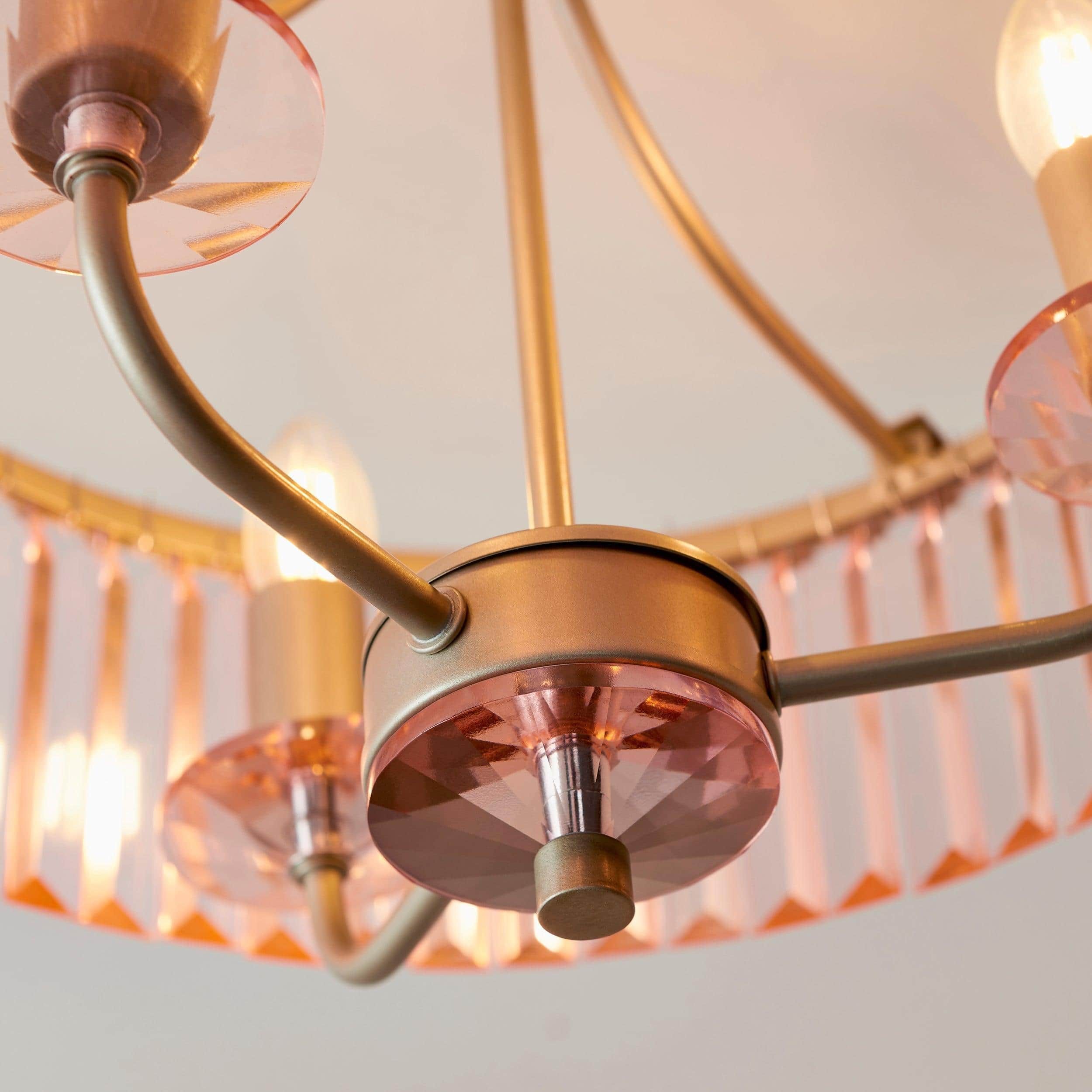 Beveline 3-lichts ronde semi-inbouwlamp - Facetgeslepen glazen kap met metalen afwerking voor gangen en slaapkamers HL2076