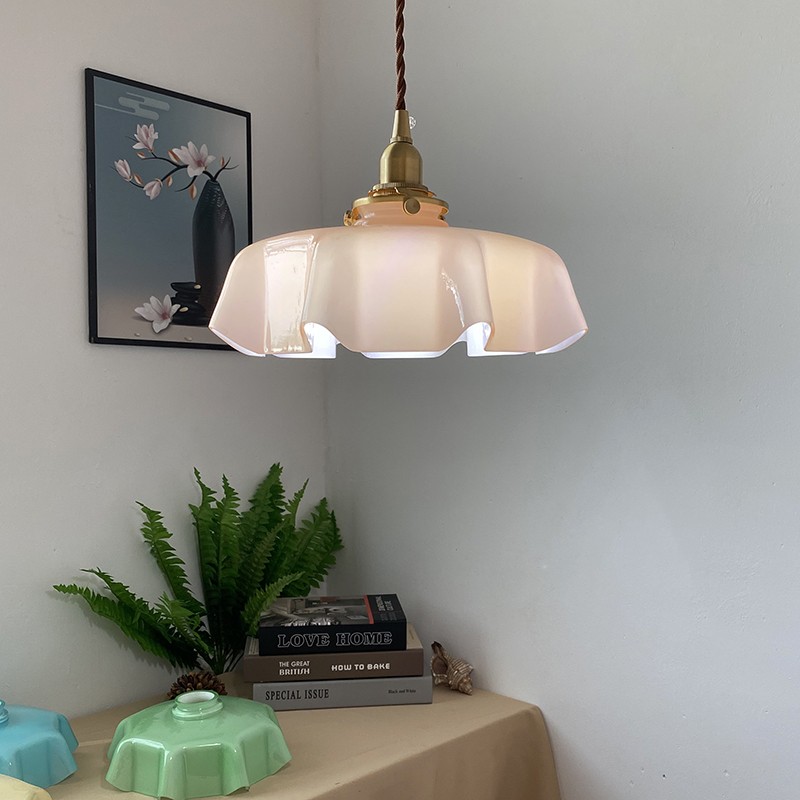 Retro Glazen Bloem Crème Hanglamp HL183