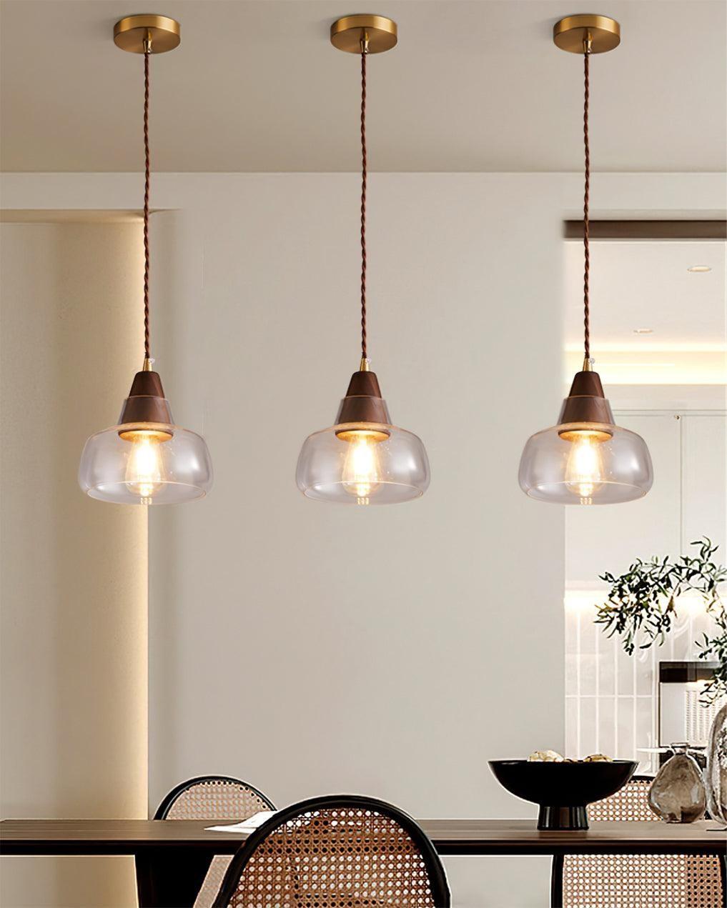Hanglamp van notenhoutglas HL915