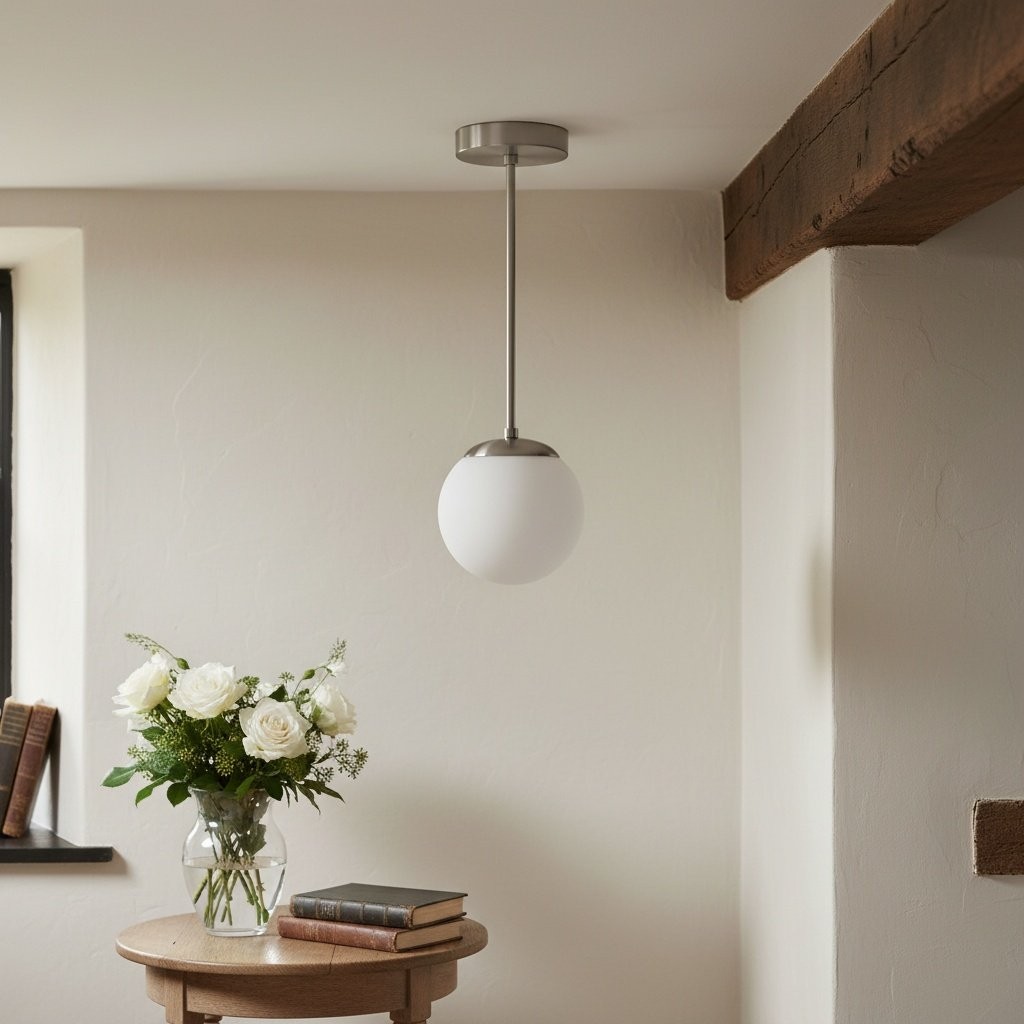 Glorica Glazen Witte Bolvormige Hanglamp - Mid-Century Modern Glazen Hanglamp HL1672