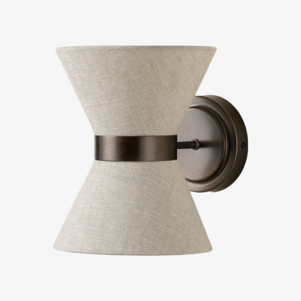 Ankora wandlamp - Lampenkap met strikdesign van linnen en verouderd messing, geschikt voor de hal HL1920