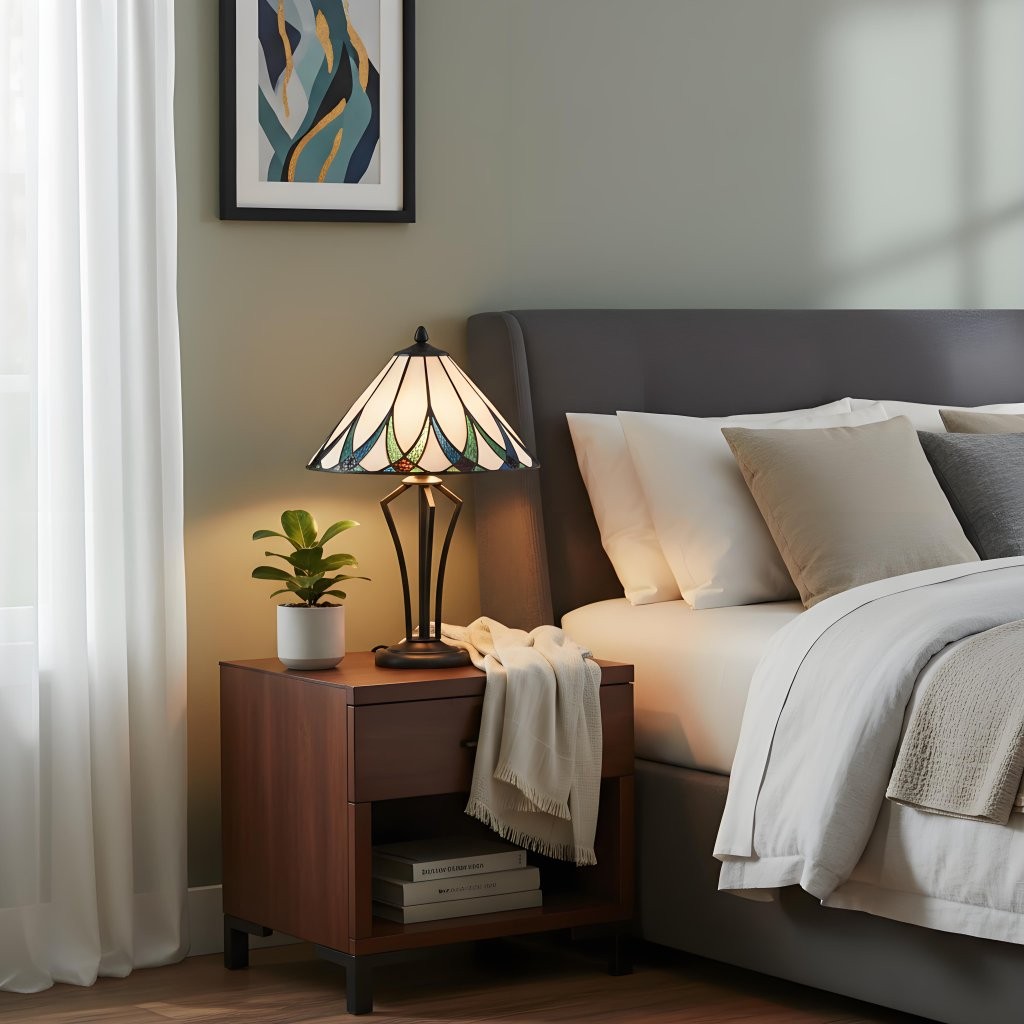 TF Allanton Water Ripple glazen tafellamp - Klassieke stijl voor woonkamer, slaapkamer of studeerkamer HL2176