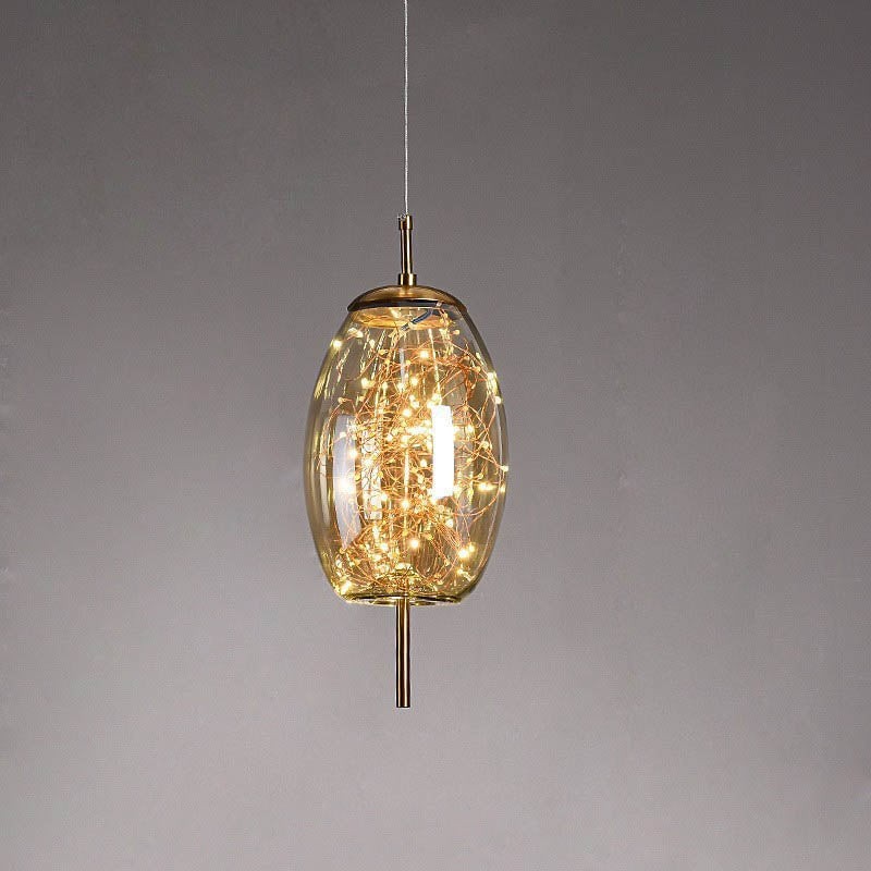 Scandinavische cilindervormige ovale glazen hanglamp HL479