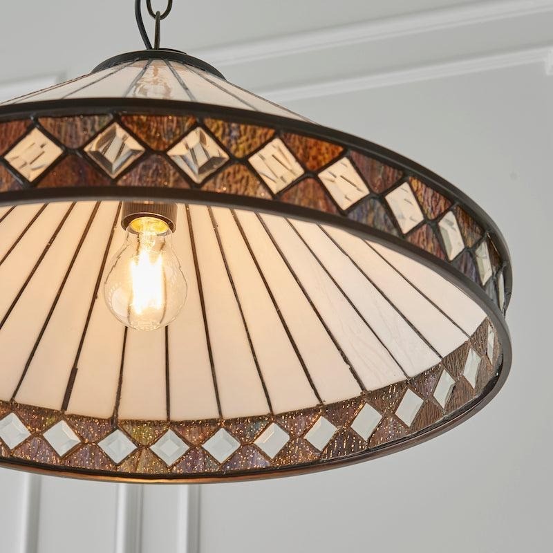 TF Fargo hanglamp - Verlichting in Tiffany-stijl met een Art Deco kap en verstelbare ketting HL2165