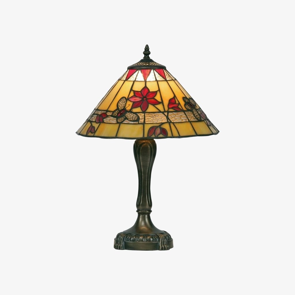 TF Butterfly Tafellamp - Tafellamp met handgesneden glas-in-loodkap voor woonkamer en slaapkamer HL2052
