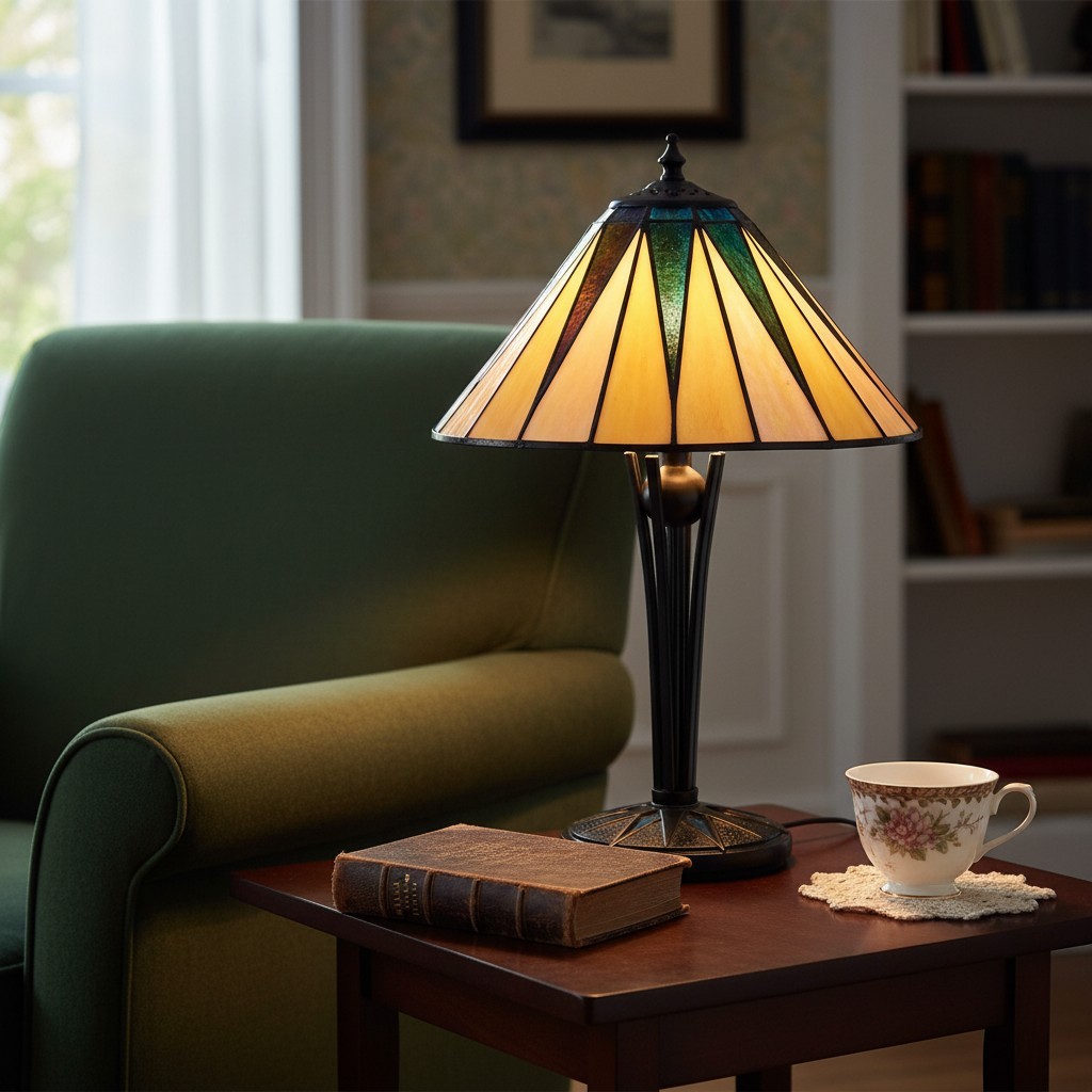 TF Dark Star Tiffany-stijl tafellamp met geometrische kap voor slaapkamer en accentverlichting HL2170