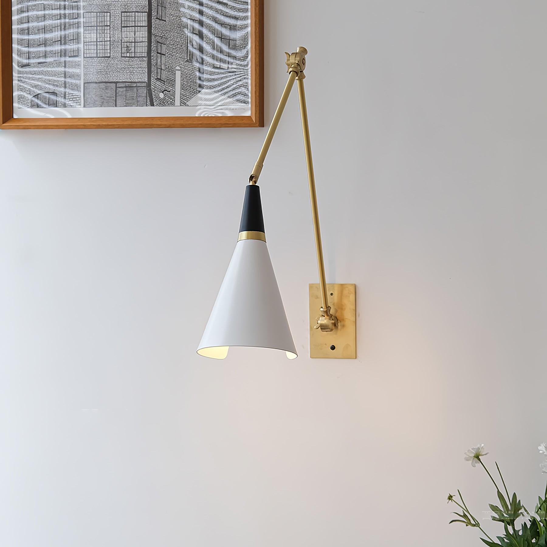 Vintage metalen verstelbare wandlamp met zwenkarm HL966