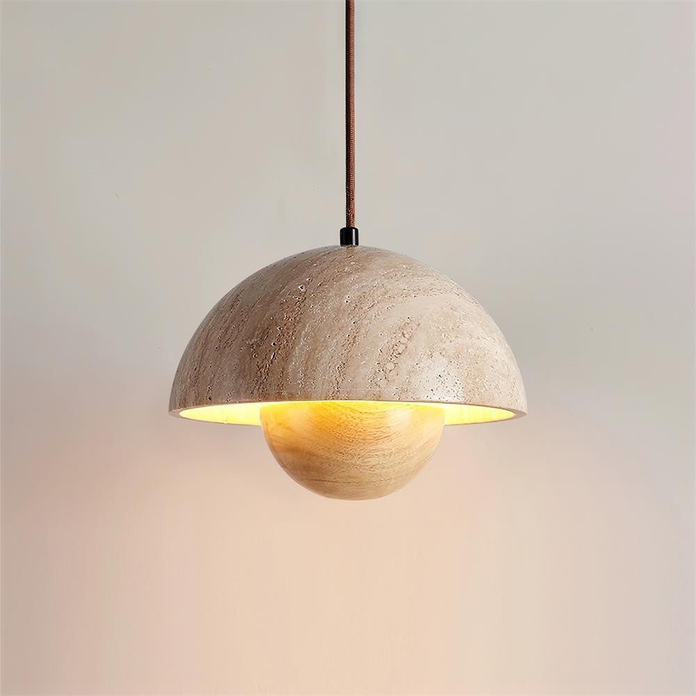 Hanglamp met natuurlijke travertijnbloemknop HL932