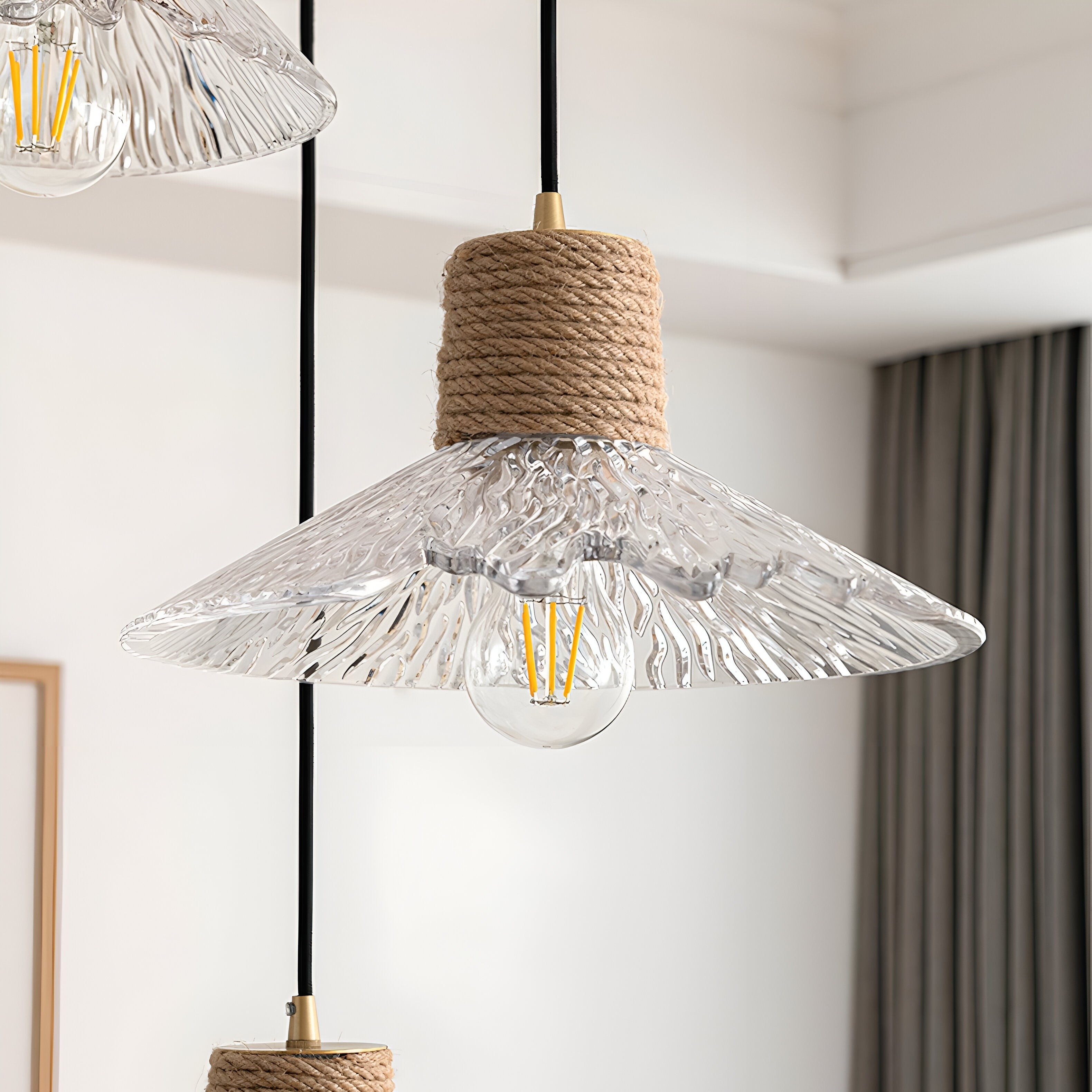 Nordic henneptouw glazen hanglamp HL1209