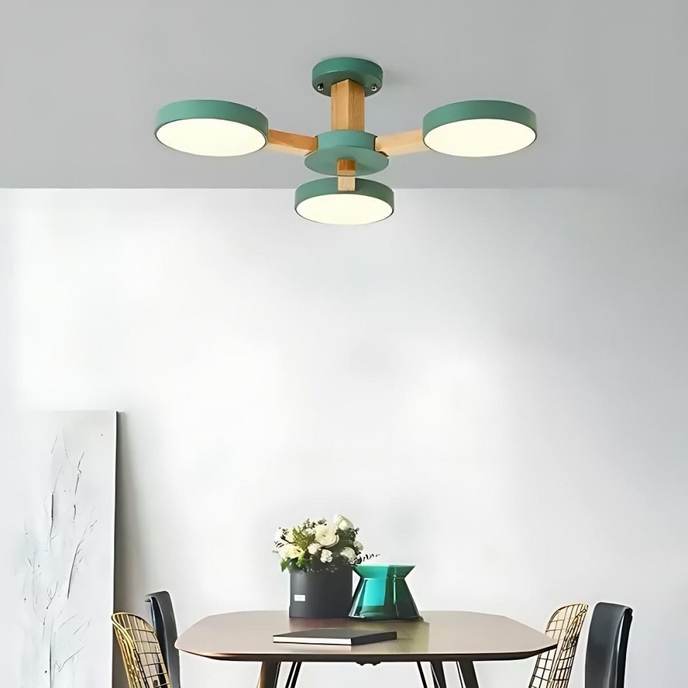 Nordic Wood Plafondlamp - Schijfvormige Lamp voor Woonkamer HL1351