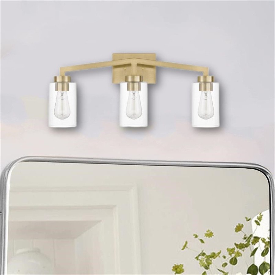 Industriële messing cilindrische glazen wandlamp HL237