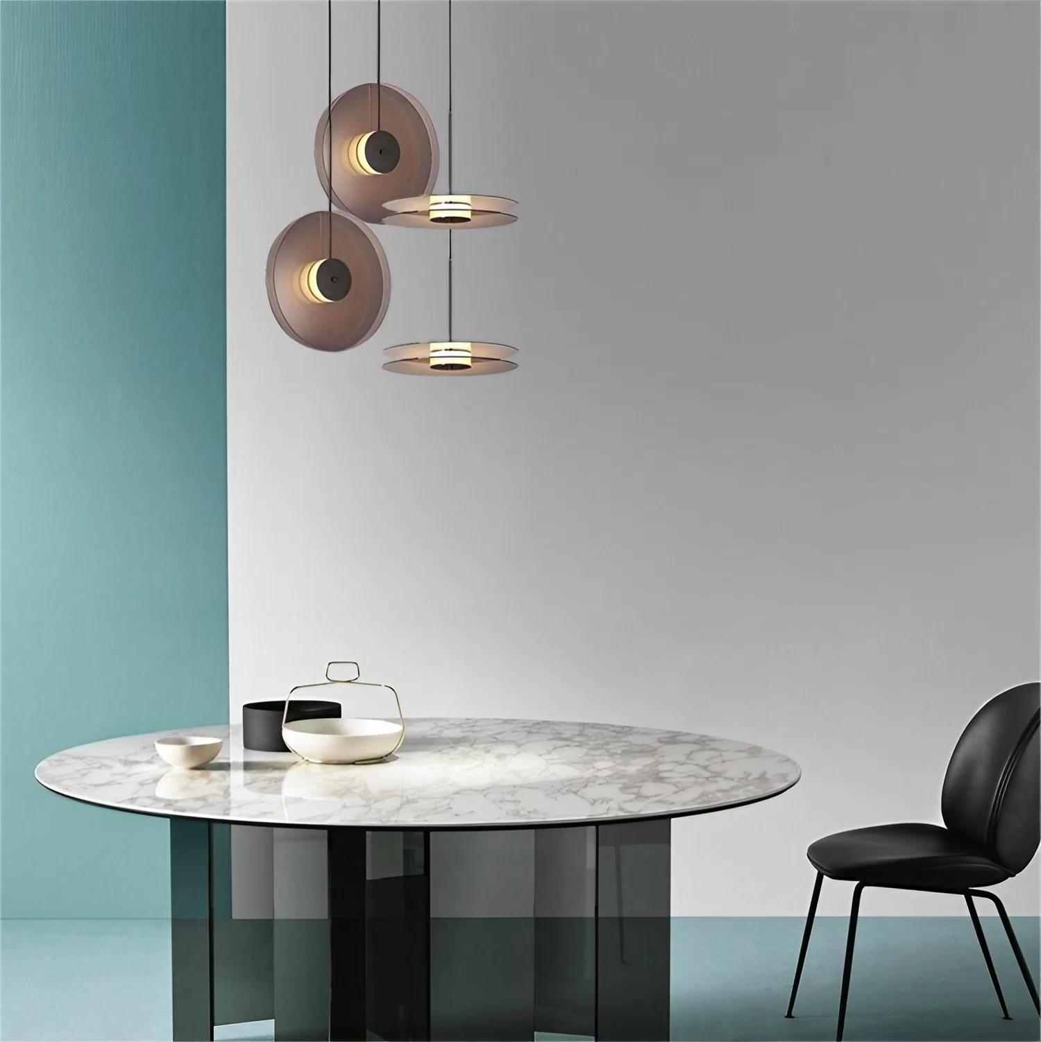 Bar art hanglamp met noorse glazen schijf HL17