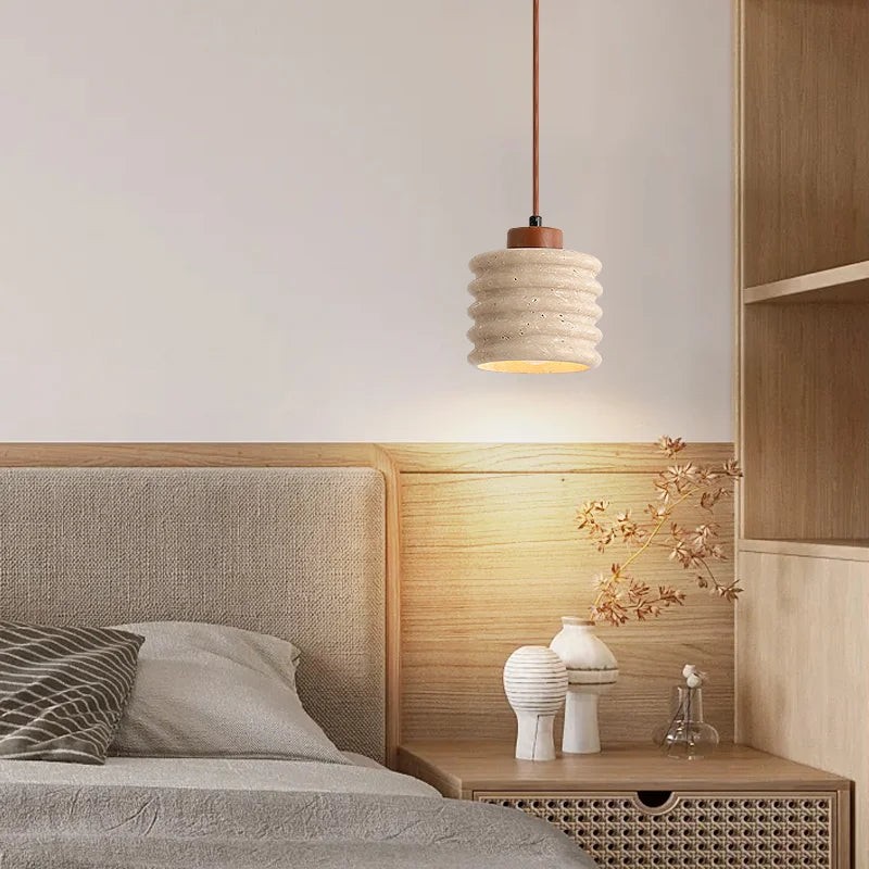 Hanglamp HL3488 van travertijn, gele grotsteen