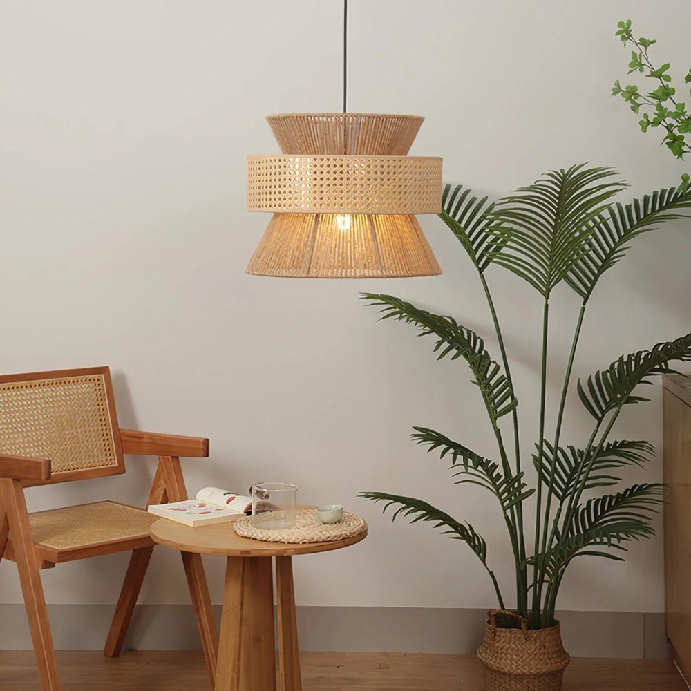Handgeweven henneptouw rotan hanglamp HL3366