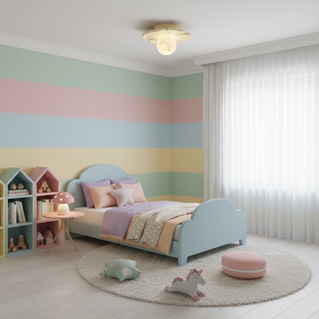 Crèmekleurige bloemvormige plafondlamp HL2961